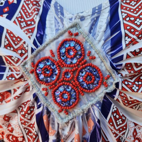 Apt. 9 Multicolor Print Dress Lightweight Embellished Sleeveless Patriotic - Picture 6 of 14